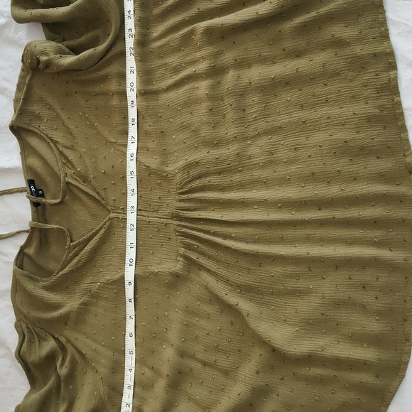 Papermoon Olive Green V Neck 3/4 Sleeve Flowy Top Blouse Size 2X Comfy Cotton - Picture 8 of 10